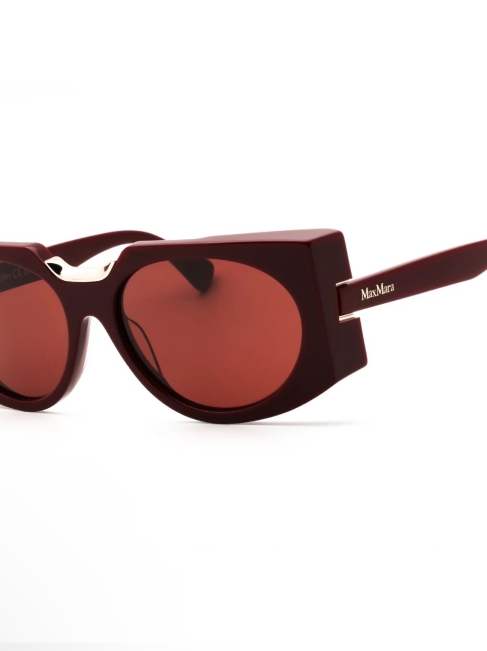 MaxMara Burgundy Shield Sunglasses with Gold Accent - Picture 6 of 10
